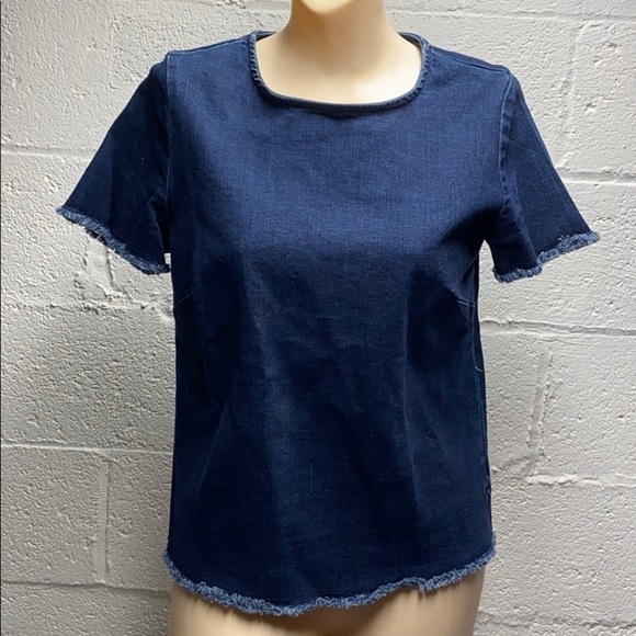 Merona raw hem denim short sleeve top - Picture 1 of 7